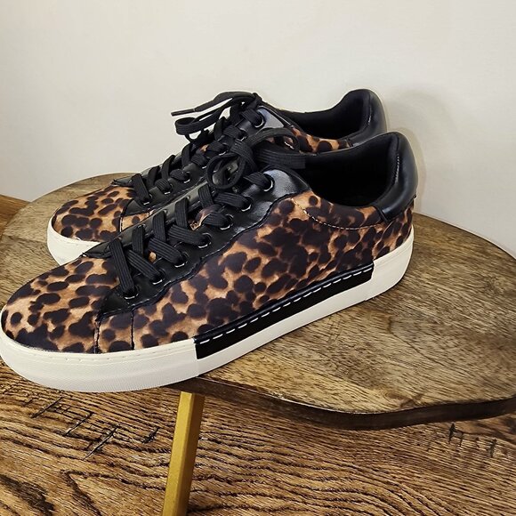 Leopard Print Vince Camuto Senile Lace Up Sneakers - Picture 1 of 7